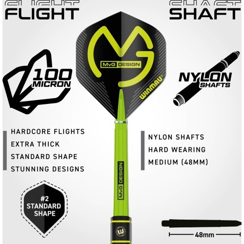 Winmau MvG SE plieno galiuko taikinio strėlytės, 21 g