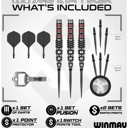 Дротики для дартса Winmau Fornax Torpedo Switch Point 90%