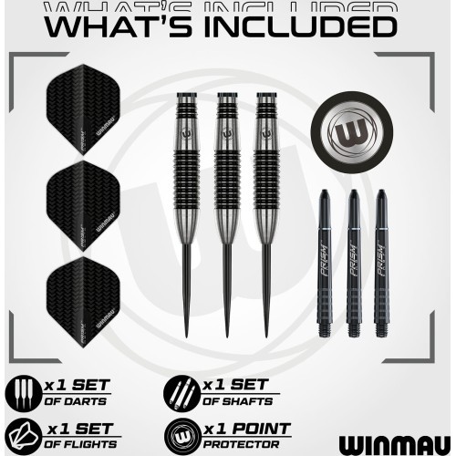 Дротики со стальным наконечником Winmau Blackout 2, 90% вольфрам