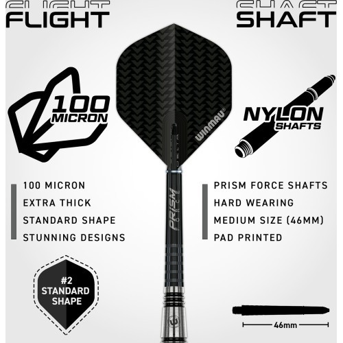 Дротики со стальным наконечником Winmau Blackout 2, 90% вольфрам