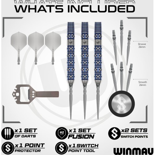 Дротики Winmau Lunaris Parallel Switch Point, 90% вольфрам