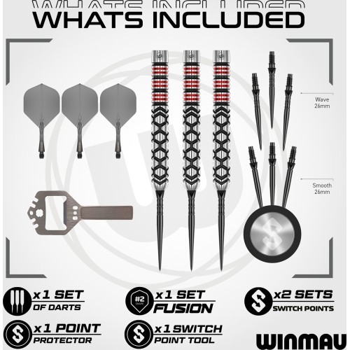 Winmau Fornax Parallel Switch Point dartai, 90% volframas
