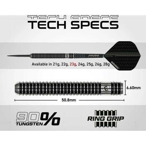 Дротики для дартса Winmau Blackout 1 со стальным наконечником, 90% тунгстен, 23 г