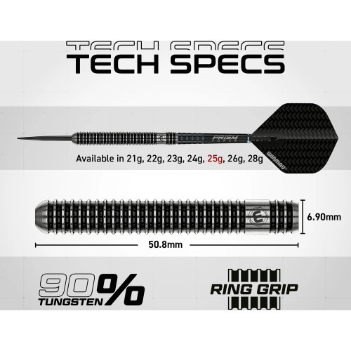Дротики Winmau Blackout со стальным наконечником, 90% вольфрам, 25 г