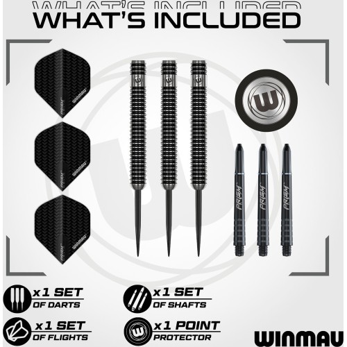 Winmau Blackout 1 plieno antgalio strėlytės 90% volframo 28g