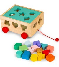 Medinis rūšiavimo vežimėlis su kaladėlėmis Ecotoys