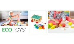 Деревянная сортировочная тележка с кубиками Ecotoys