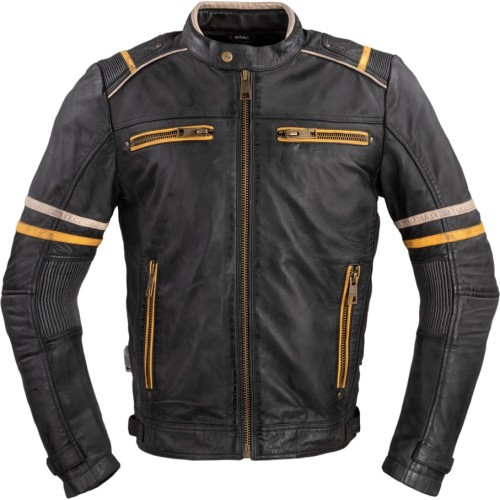 Vyriška odinė motociklininko striukė W-TEC Traction - Juoda