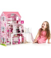 Деревянный кукольный домик XXL с подъемником и горкой EcoToys