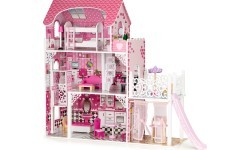 Wooden XLL dollhouse with lift and slide ECOTOYS 