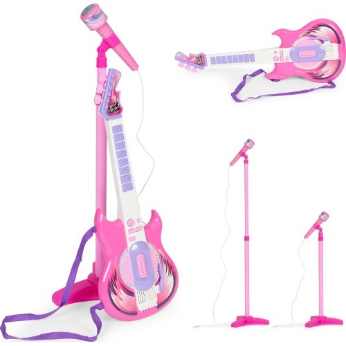 Elektrinės gitaros rinkinys mikrofono stovas vaikams mp3
