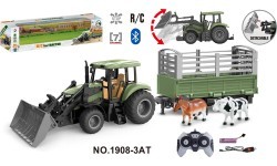 Green Tractor with Trailer R/C 1:20 + Animals