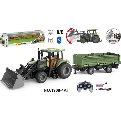 Green Tractor with Trailer R/C 1:20