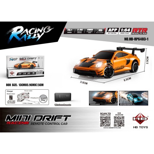 R/C car for MINI Drift 1:64 SmokeRacer Green