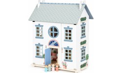 Drewniany domek dla lalek Lily otwierany 3 piętra 5 pomieszczeń meble figurki ECOTOYS