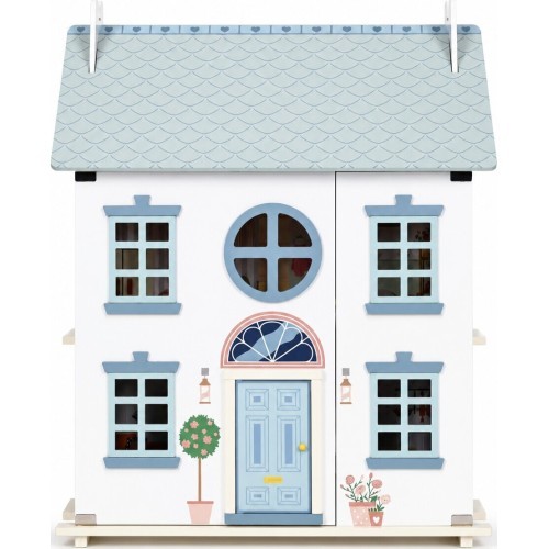 Drewniany domek dla lalek Lily otwierany 3 piętra 5 pomieszczeń meble figurki ECOTOYS