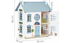 Drewniany domek dla lalek Lily otwierany 3 piętra 5 pomieszczeń meble figurki ECOTOYS