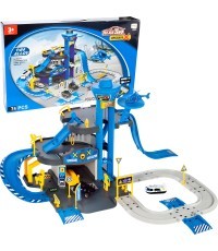 Car garage police station 3 levels with elevator cars + helicopter 74 elements